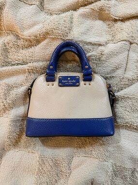 kate spade Blue and White Small Double-Handle Satchel